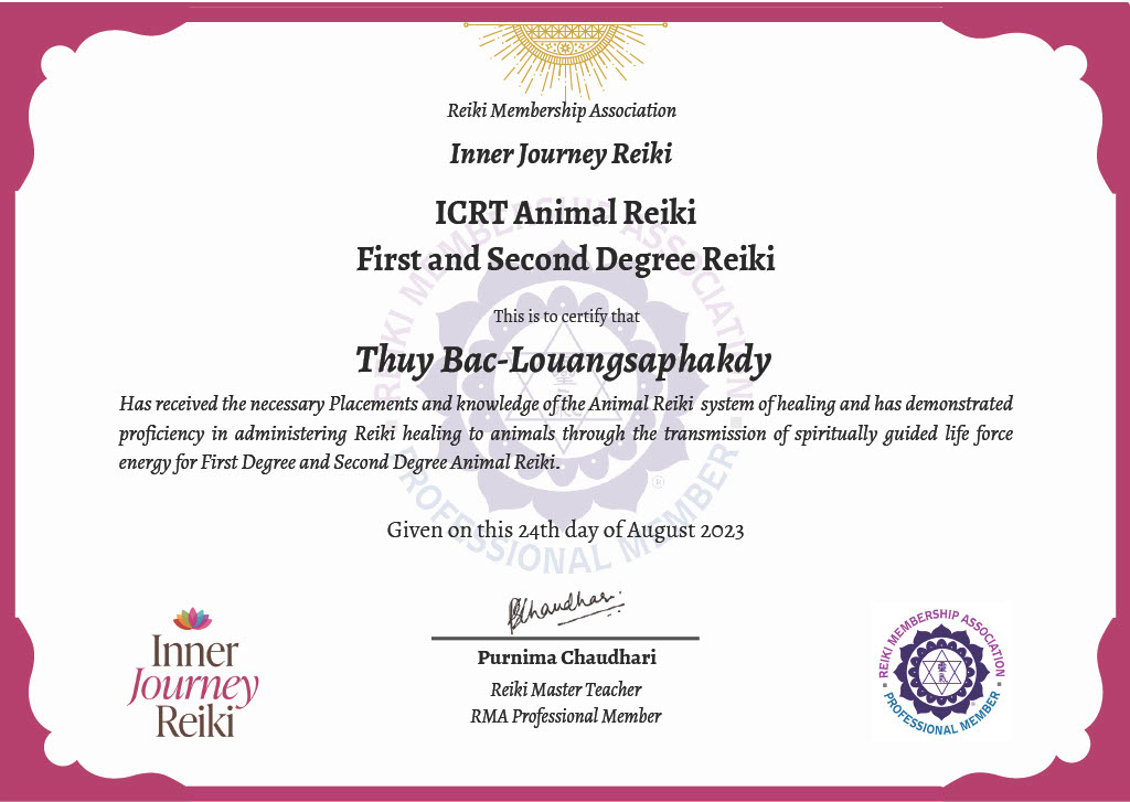 Animal Reiki I and II Certificate